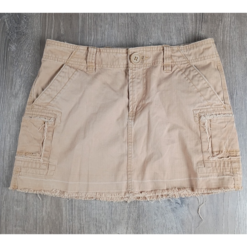 Old Navy Y2K Khakiβ Cargo Mini Skirt Ultra Low 4 Preppy Streetwear Academia Vtg*